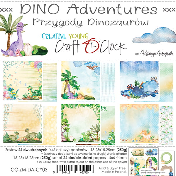 DINO ADVENTURES 6" X 6" SET OF PAPERS