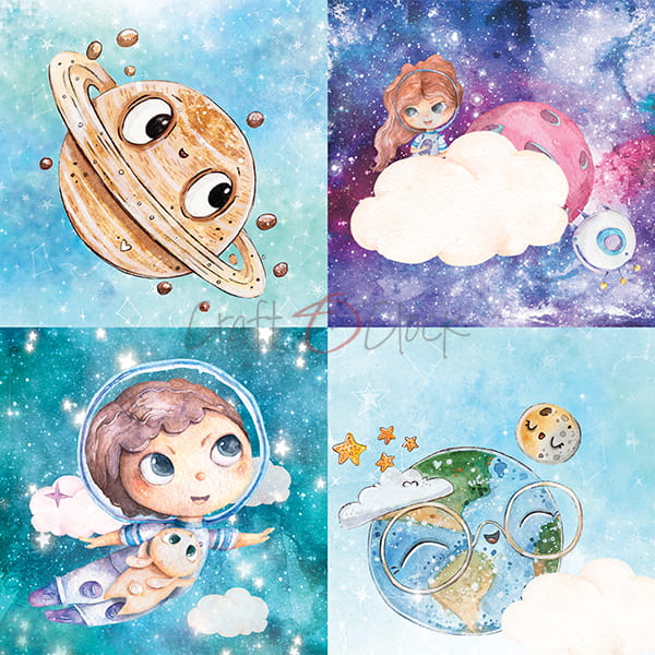 COSMIC ADVENTURES 8" X 8" SET OF PAPERS