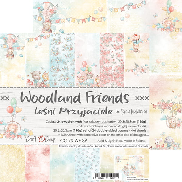 WOODLAND FRIENDS 8" X 8" SET OF PAPERS