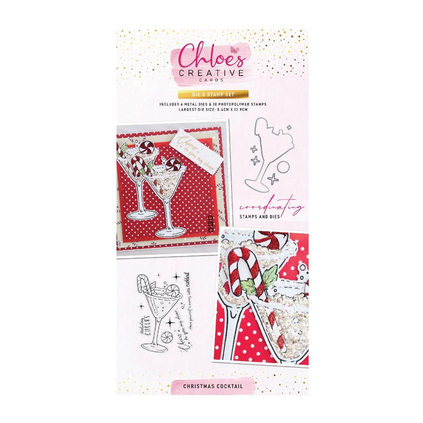 CHLOES CREATIVE CARDS DIE & STAMP SET - CHRISTMAS COCKTAIL