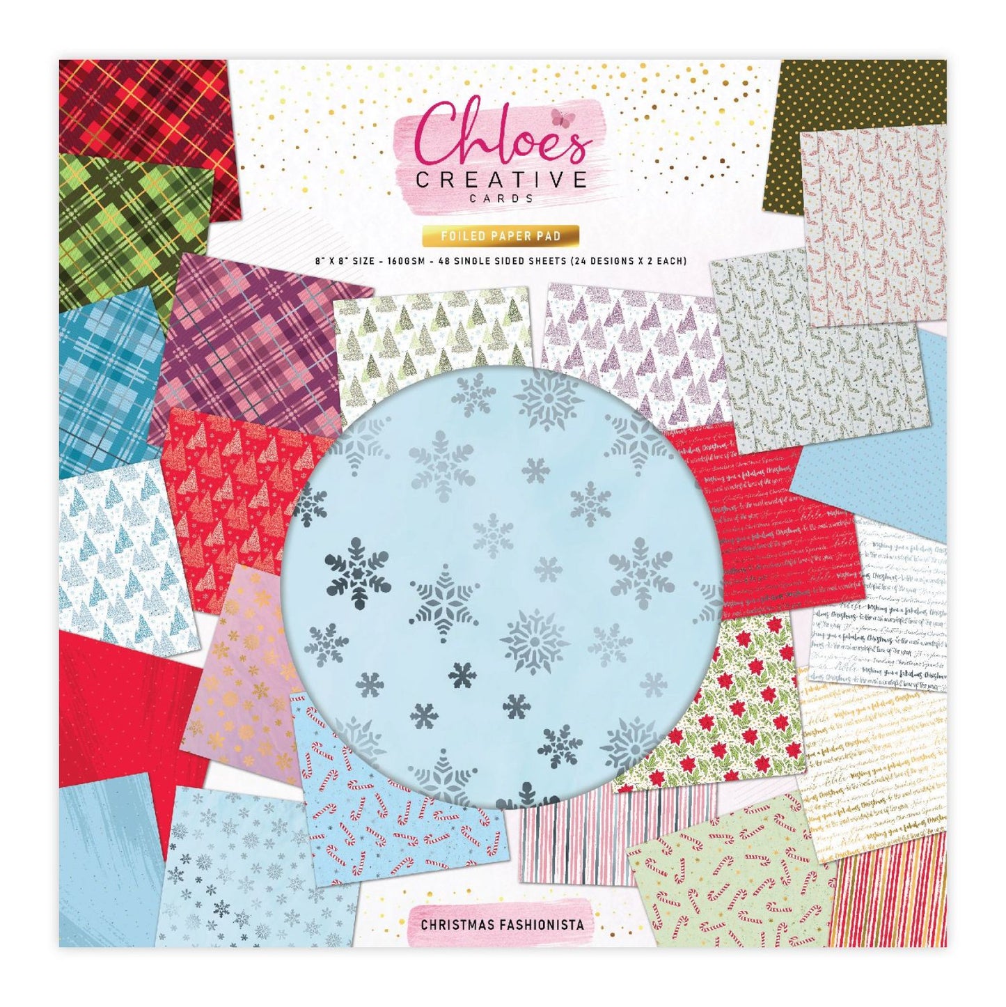 CHLOES CREATIVE CARDS DESIGNER PAPER PAD (8"X8") -  CHRISTMAS FASHIONISTA