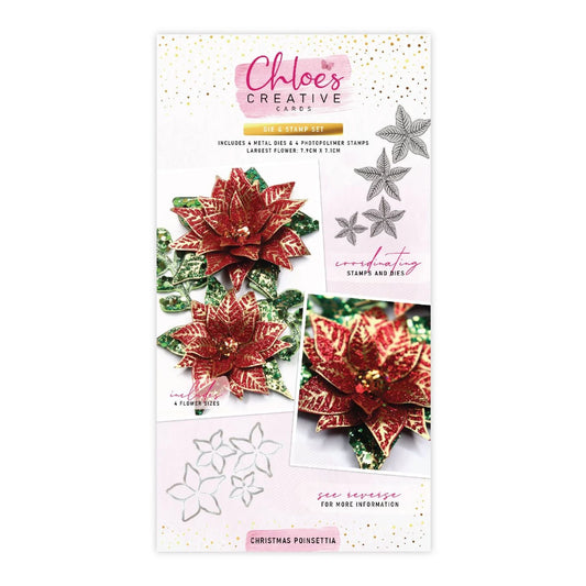 CHLOES CREATIVE CARDS DIE & STAMP SET - CHRISTMAS POINSETTIA