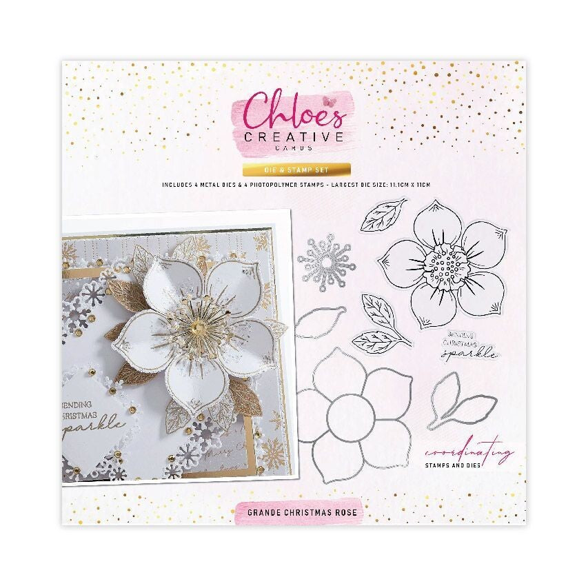 CHLOES CREATIVE CARDS GRANDE CHRISTMAS ROSE DIE & STAMP SET