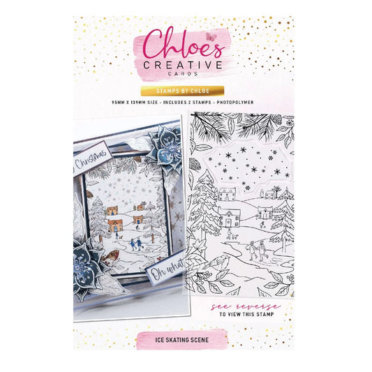 CHLOES CREATIVE CARDS PHOTOPOLYMER STAMP SET - ICE SKATING SCENE