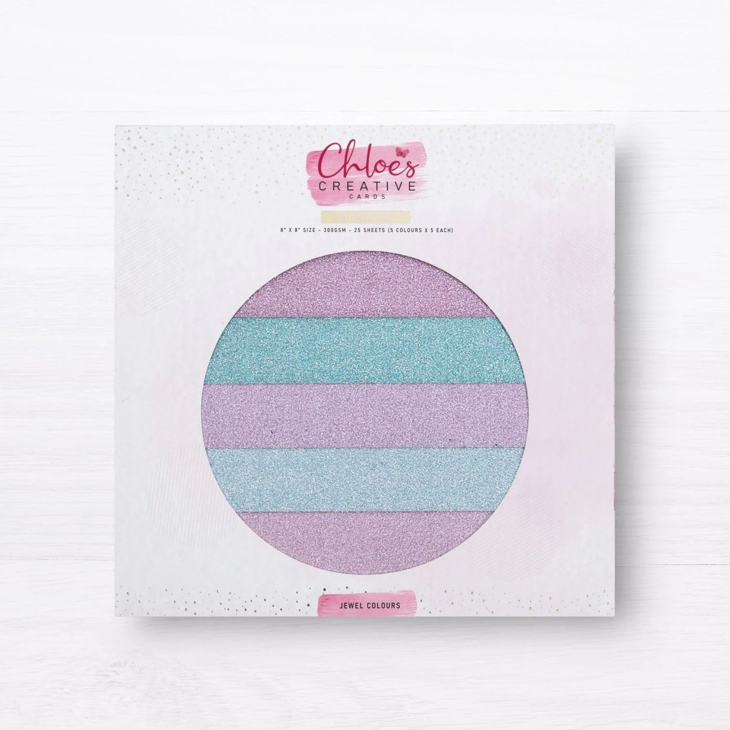 CHLOE'S CREATIVE CARDS GLITTER CARD PAD (8" X 8") - JEWEL COLOURS