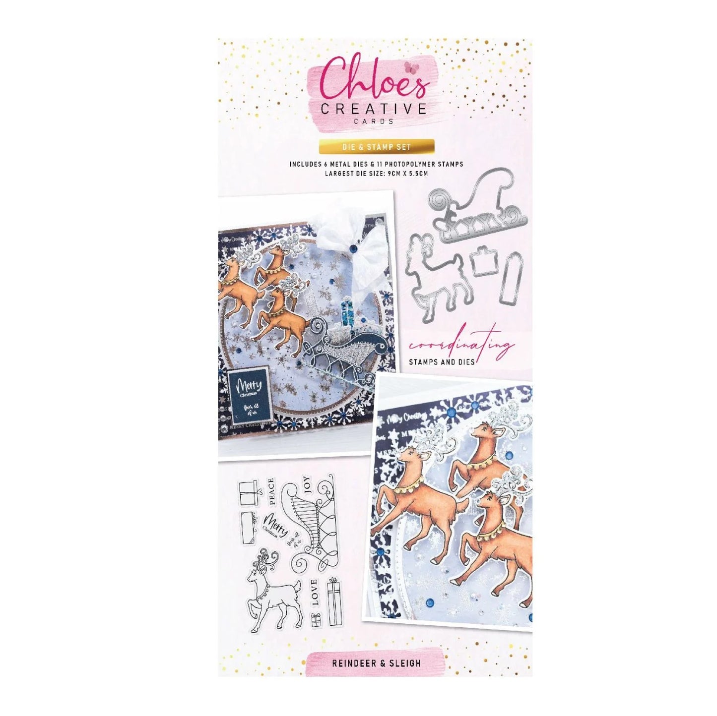 CHLOES CREATIVE CARDS DIE & STAMP SET - REINDEER & SLEIGH