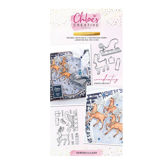 CHLOES CREATIVE CARDS DIE & STAMP SET - REINDEER & SLEIGH