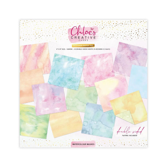 CHLOES CREATIVE CARDS 8" X 8" DESIGNER PRINTED PAPER PAD - WATERCOLOUR WASHES