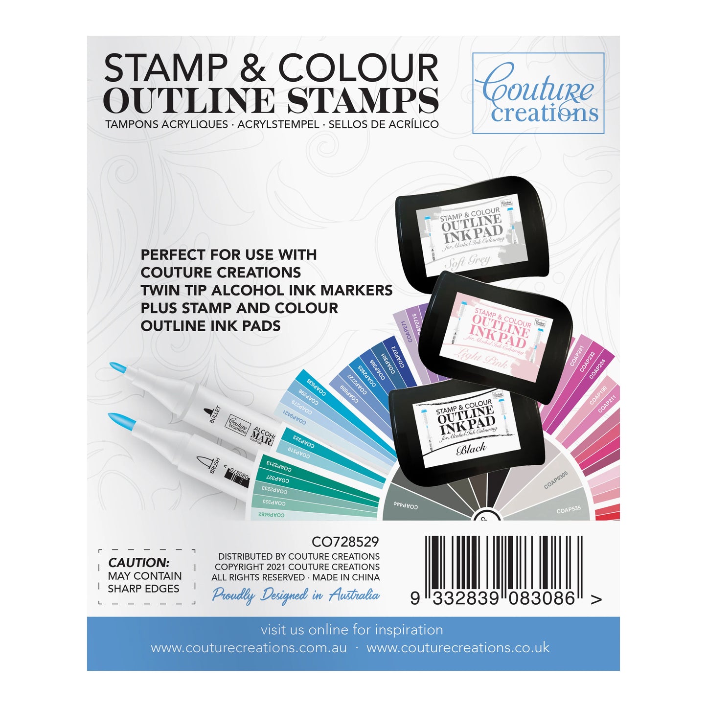 STAMP AND COLOUR OUTLINE STAMP - SNOWFLAKE - BY COUTURE CREATIONS