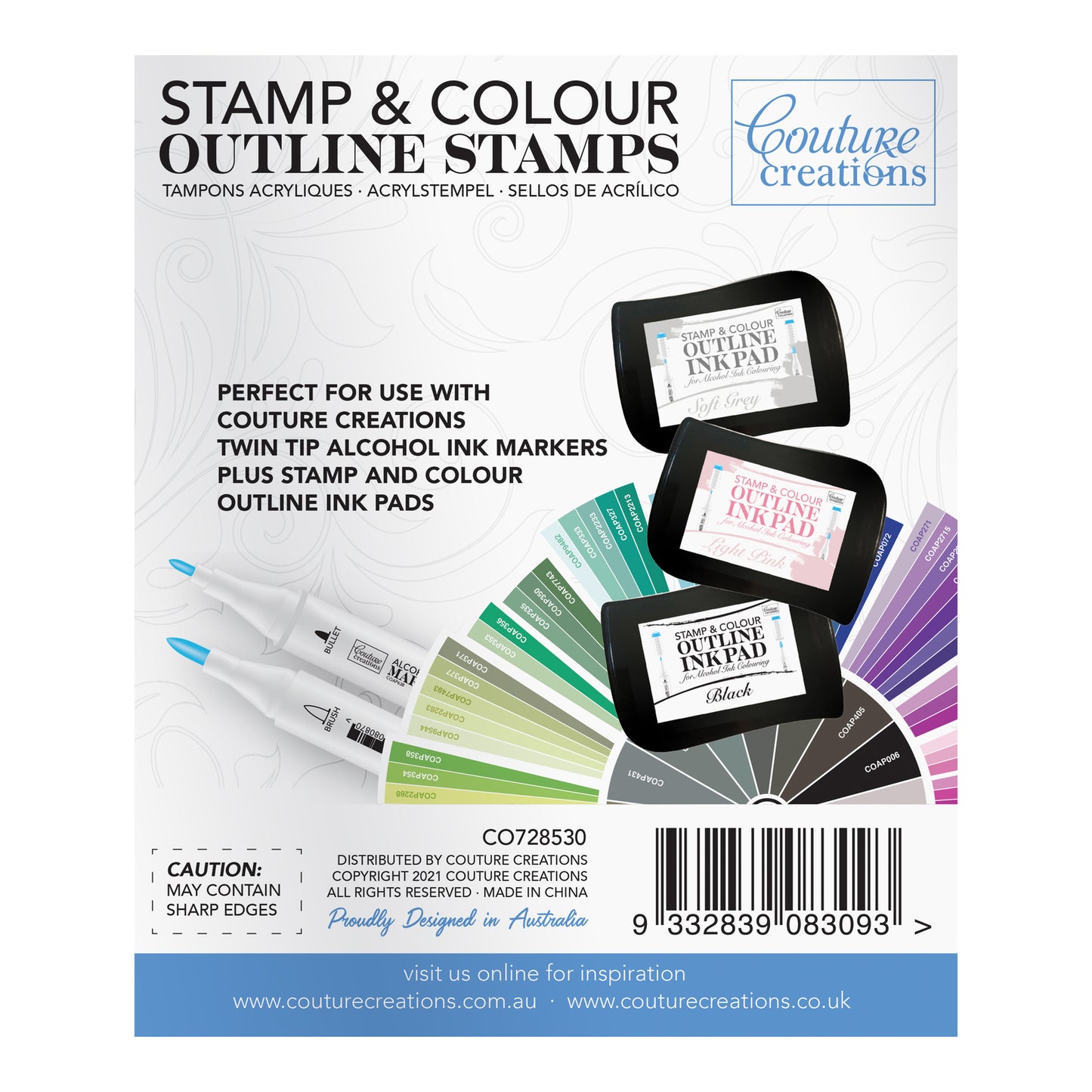 STAMP AND COLOUR OUTLINE STAMP - SEASON'S GREETINGS - BY COUTURE CREATIONS