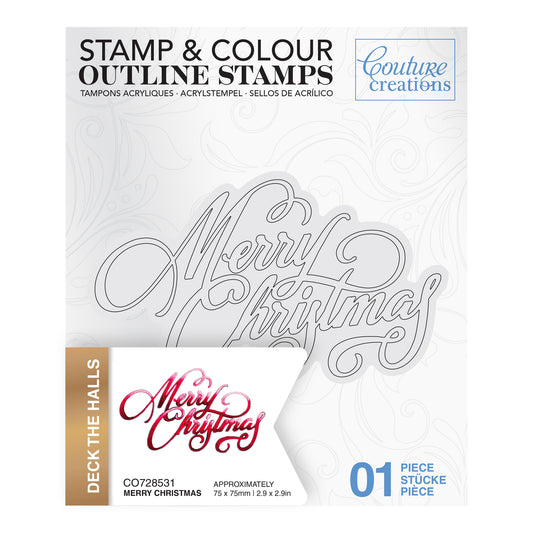 STAMP AND COLOUR OUTLINE STAMP - MERRY CHRISTMAS - BY COUTURE CREATIONS