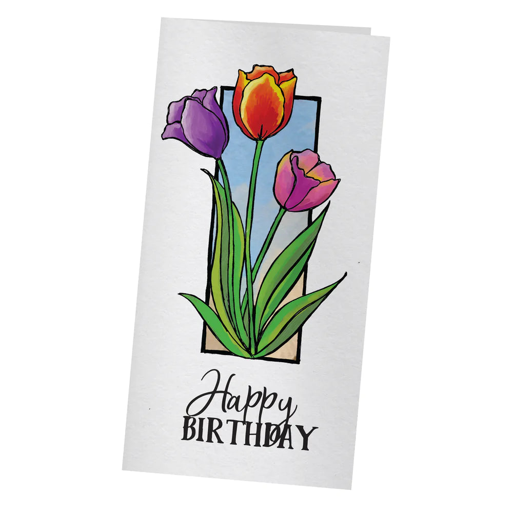 STAMP AND COLOUR OUTLINE STAMP SET - FRAMED TULIPS - BY COUTURE CREATIONS