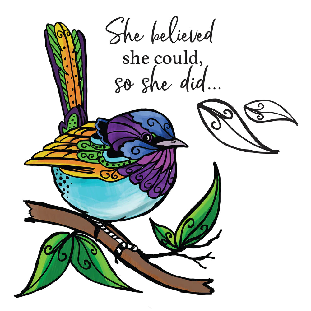 STAMP AND COLOUR OUTLINE STAMP SET - SHE BELIEVED - BY COUTURE CREATIONS