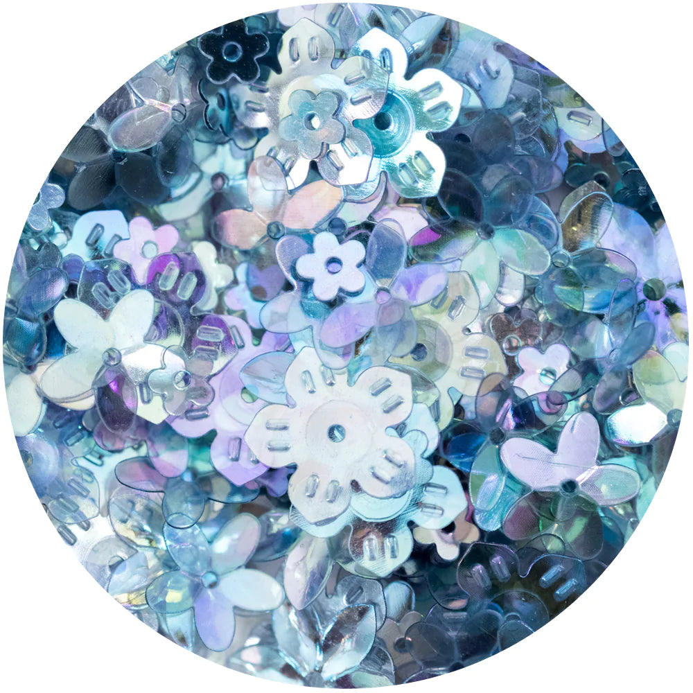 CHLOES CREATIVE CARDS FLORAL SEQUINS - BLUES