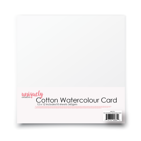 12 X 12 COTTON WATERCOLOUR CARD 360GSM X 10 SHEETS