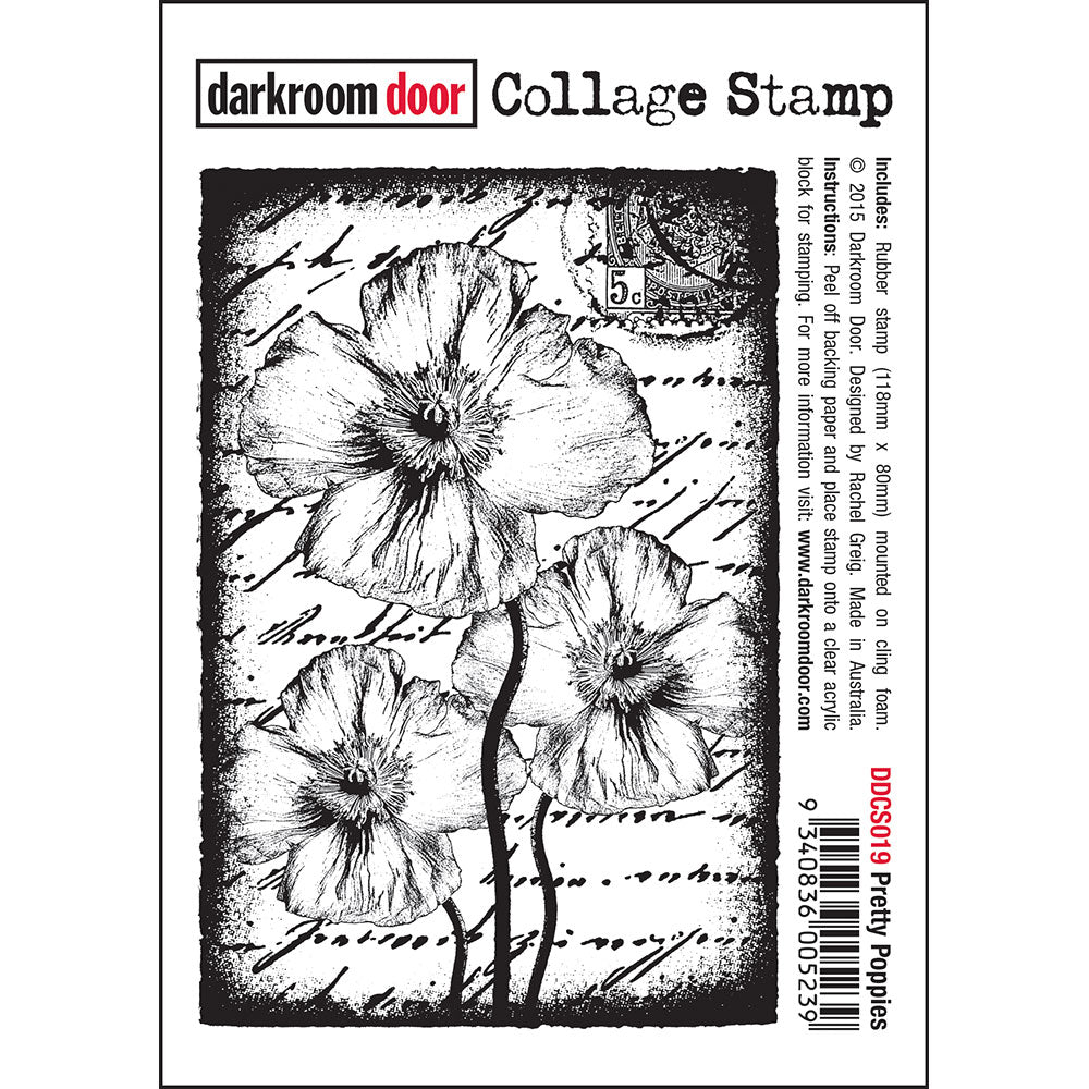 COLLAGE STAMP - PRETTY POPPIES BY DARKROOM DOOR