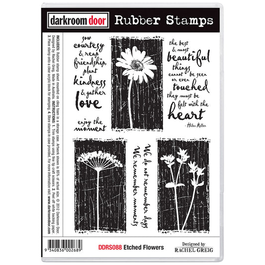 ETCHED FLOWERS RUBBER STAMP SET BY DARKROOM DOOR