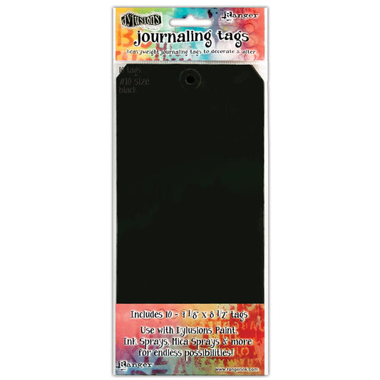 #10 DYLUSIONS BLACK JOURNALING TAGS (10PK)