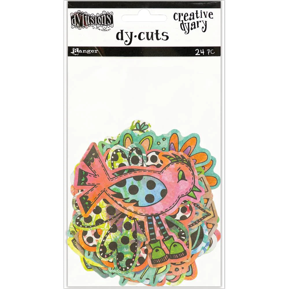 DYAN REAVELEY'S DYLUSIONS CREATIVE DYARY DY-CUTS - COLORED BIRDS/FLOWERS