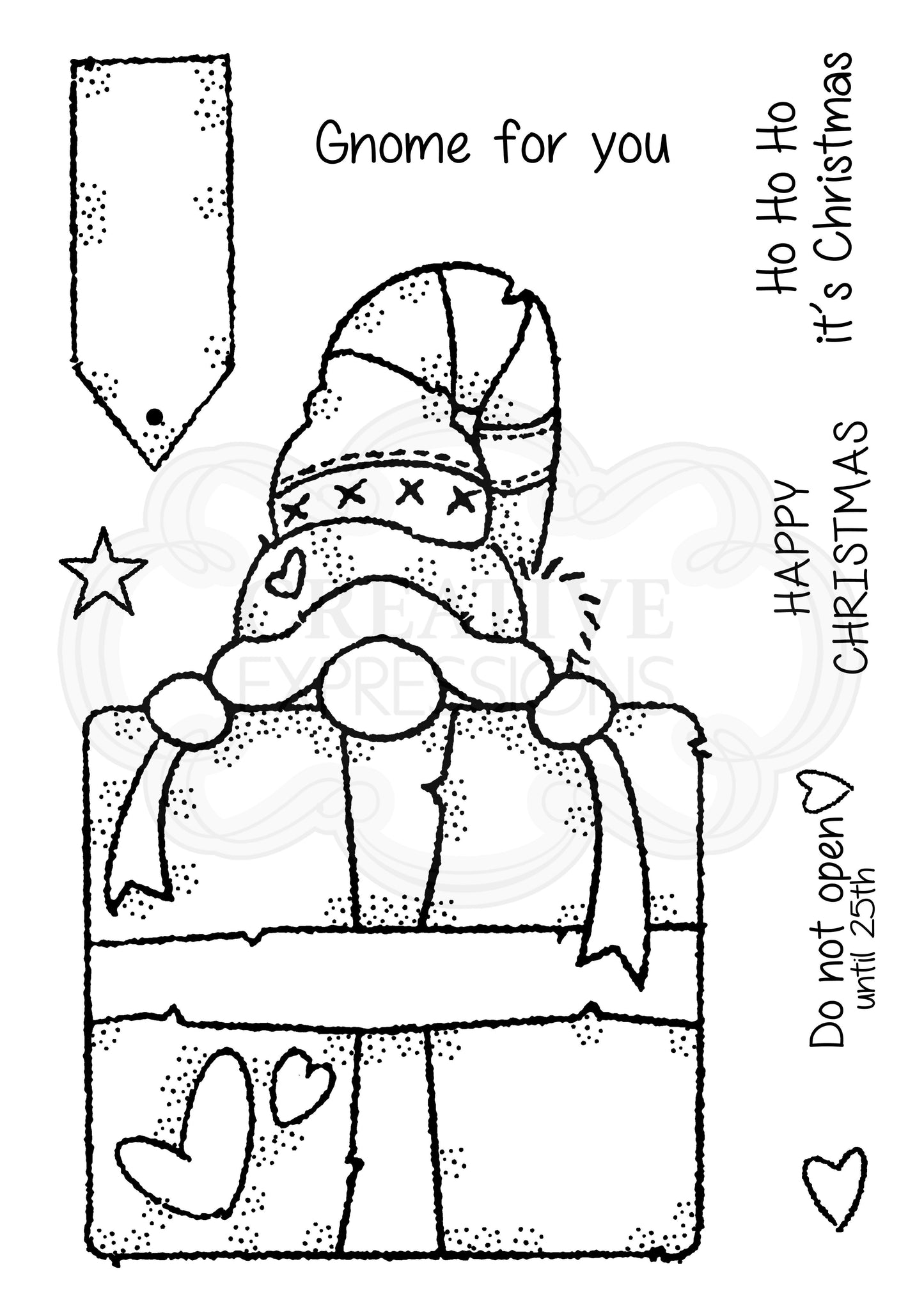 WOODWARE CLEAR STAMP FRS866 - GNOME GIFT - 4" X 6"