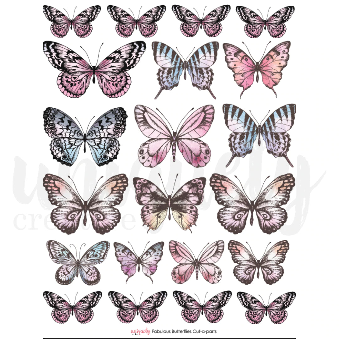 FABULOUS BUTTERFLIES A4 CUT-A-PART SHEET BY UNIQUELY CREATIVE