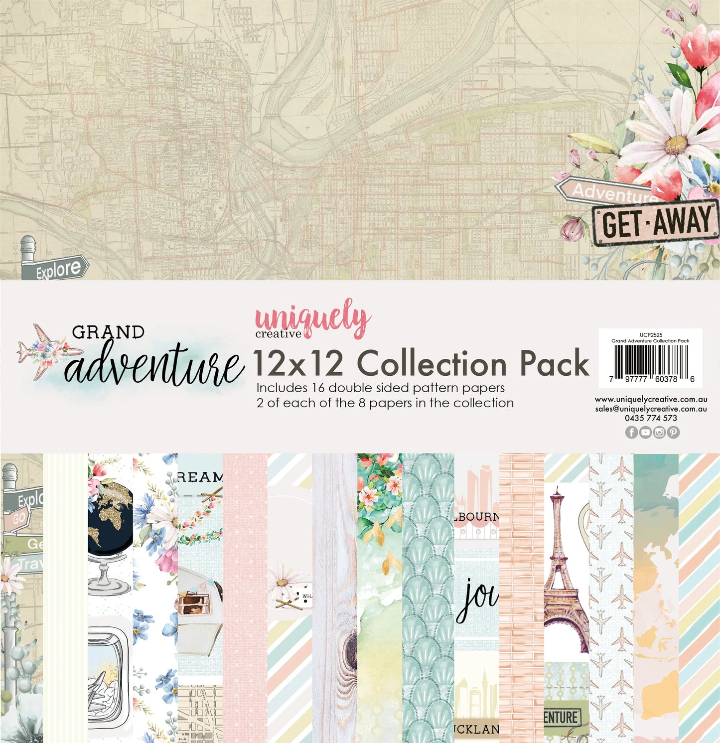 GRAND ADVENTURE 12" x 12" PAPER COLLECTION PACK BY UNIQUELY CREATIVE