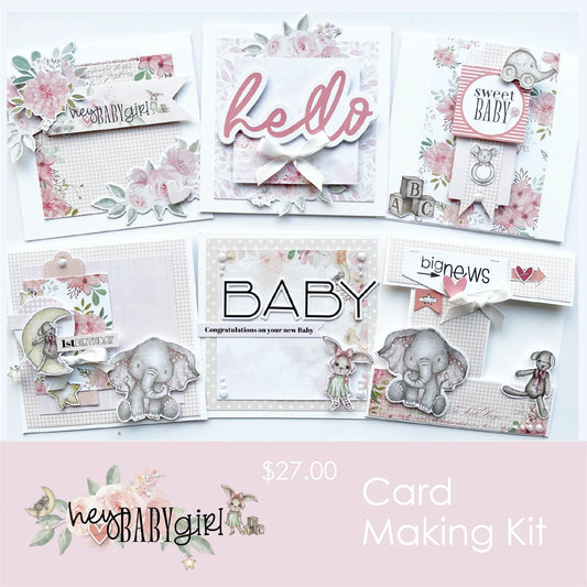 HEY BABY GIRL CARD MAKING KIT BY UNIQUELY CREATIVE