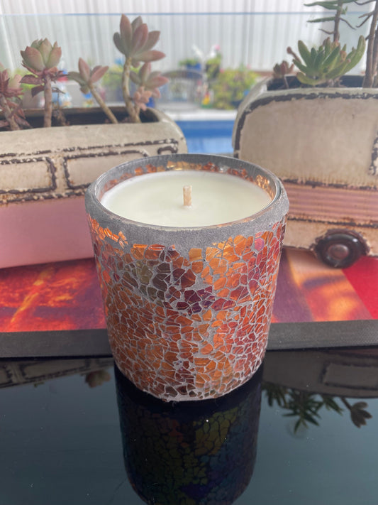 NATURAL SOY WAX CANDLE - POMEGRANATE CHAMPAGNE COCKTAIL SCENTED MOSAIC