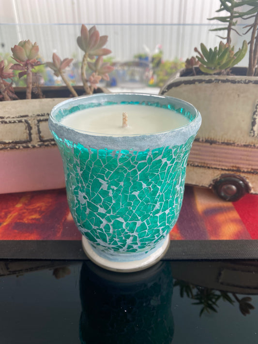 NATURAL SOY WAX CANDLE - MANGO & PASSIONFRUIT MOJITO SCENTED MOSAIC HURRICANE