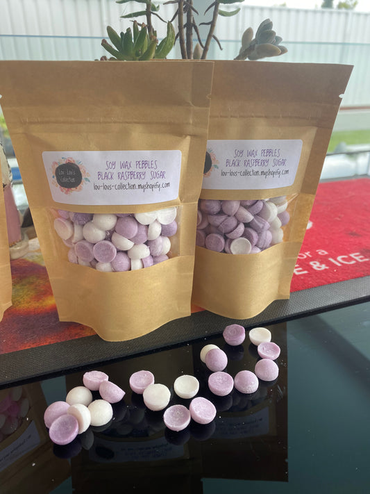 NATURAL SOY WAX PEBBLES - BLACK RASPBERRY SUGAR FRAGRANCE - SMALL PACK