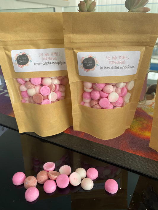 NATURAL SOY WAX PEBBLES - POMEGRANATE FRAGRANCE - SMALL PACK