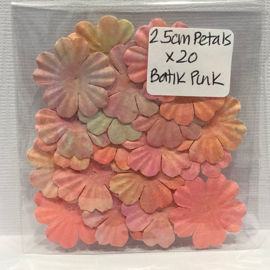 BATIK PINK 2.5CM PETALS - 20 PACK - GREEN TARA