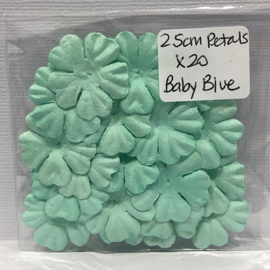 BABY BLUE 2.5CM PETALS - 20 PACK - GREEN TARA