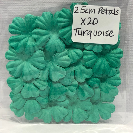 TURQUOISE 2.5CM PETALS - 20 PACK - GREEN TARA