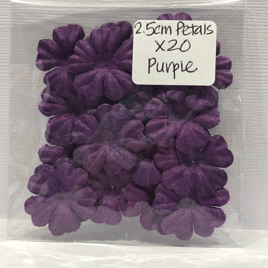 PURPLE 2.5CM PETALS - 20 PACK - GREEN TARA