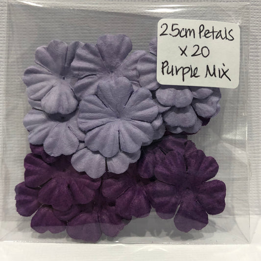 MIXED PURPLE 2.5CM PETALS - 20 PACK - GREEN TARA