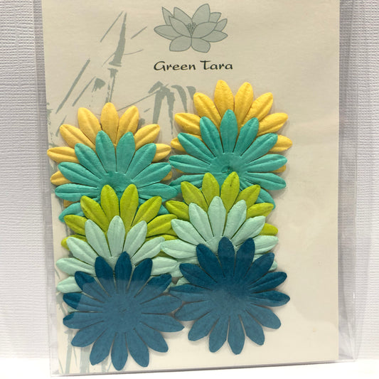 GREEN TARA 10 PETAL X 4CM FLOWER PACK - VARIOUS SUMMER COLOURS