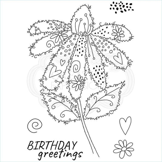 WOODWARE CLEAR STAMP JGS767 - FUZZY FLOWERS DAISY - 4" X 6"