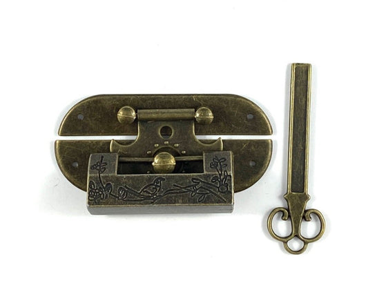 BOX LOCK WITH LATCH PANEL AND LOCK KEY - GOLDEN BRONZE