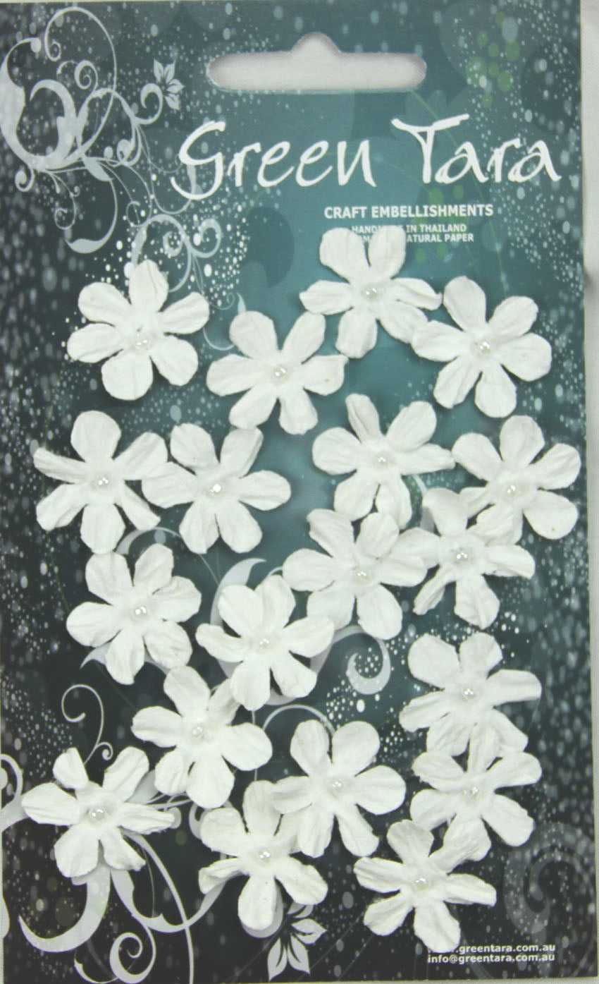 GREEN TARA FLOWER PACK - 20 MINI FLOWERS - WHITE