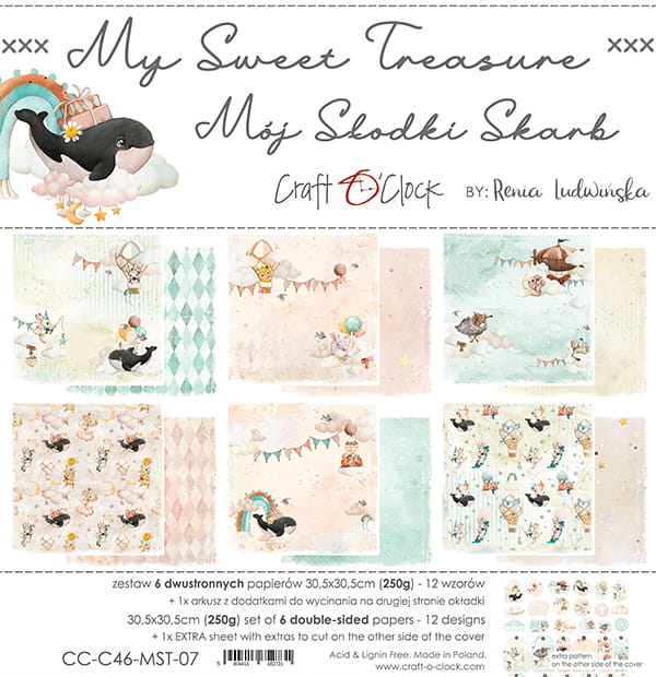 MY SWEET TREASURE 12" X 12" SET OF PAPERS - CRAFT O'CLOCK