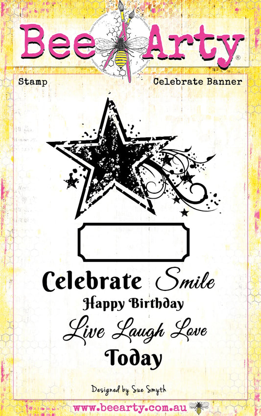 CELEBRATE BANNER CLEAR STAMP SET BY BEE ARTY