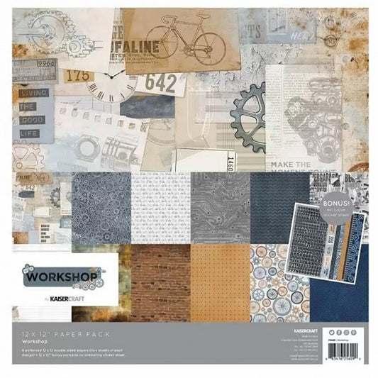 WORKSHOP 12" x 12" PAPER PACK BY KAISERCRAFT