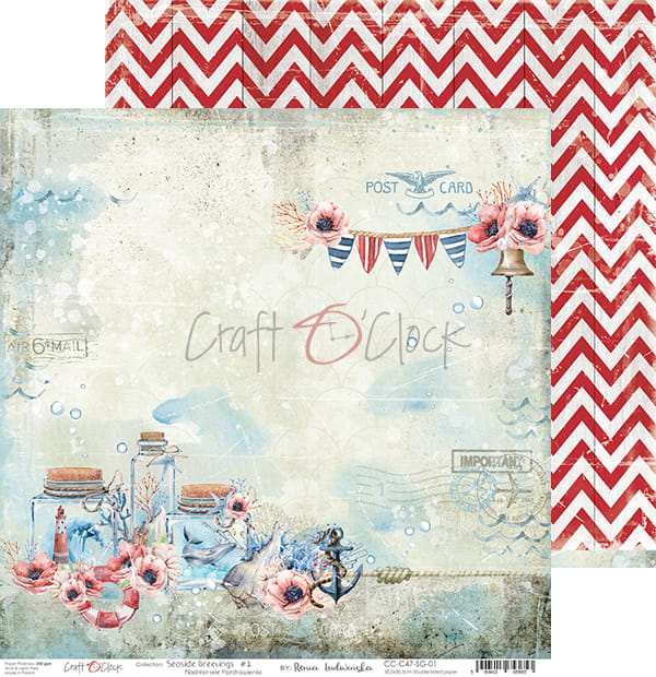 SEASIDE GREETINGS 12" X 12" SET OF PAPERS - CRAFT O'CLOCK