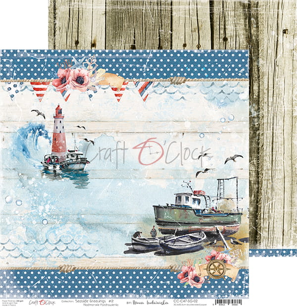 SEASIDE GREETINGS 12" X 12" SET OF PAPERS - CRAFT O'CLOCK