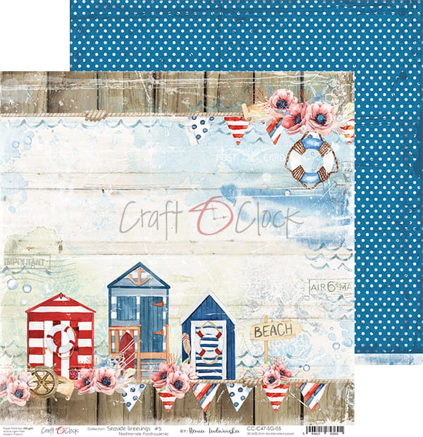 SEASIDE GREETINGS 12" X 12" SET OF PAPERS - CRAFT O'CLOCK