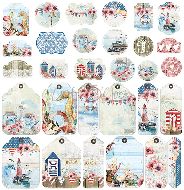 SEASIDE GREETINGS 12" X 12" SET OF PAPERS - CRAFT O'CLOCK