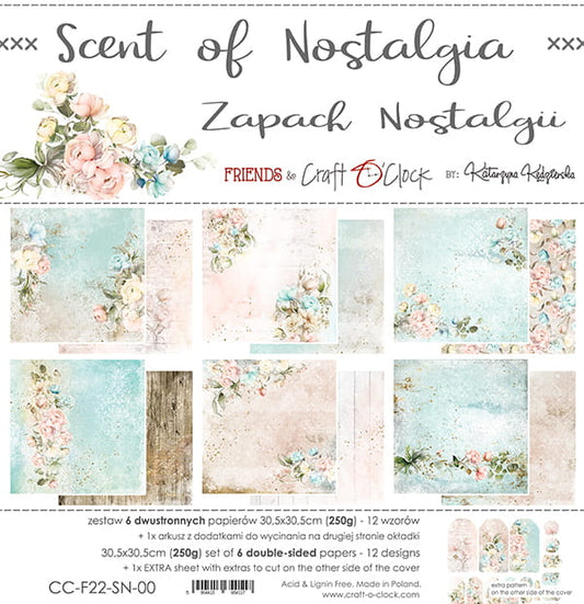 SCENT OF NOSTALGIA 12" X 12" SET OF PAPERS - CRAFT O'CLOCK