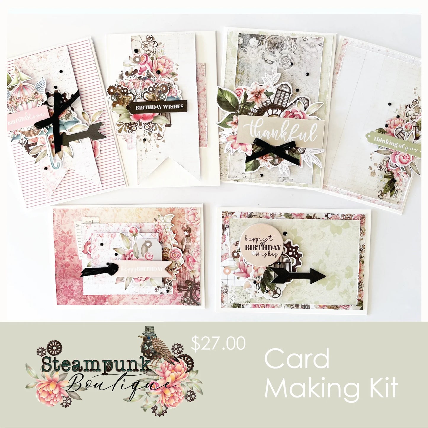 STEAMPUNK BOUTIQUE CARD MAKING KIT BY UNIQUELY CREATIVE