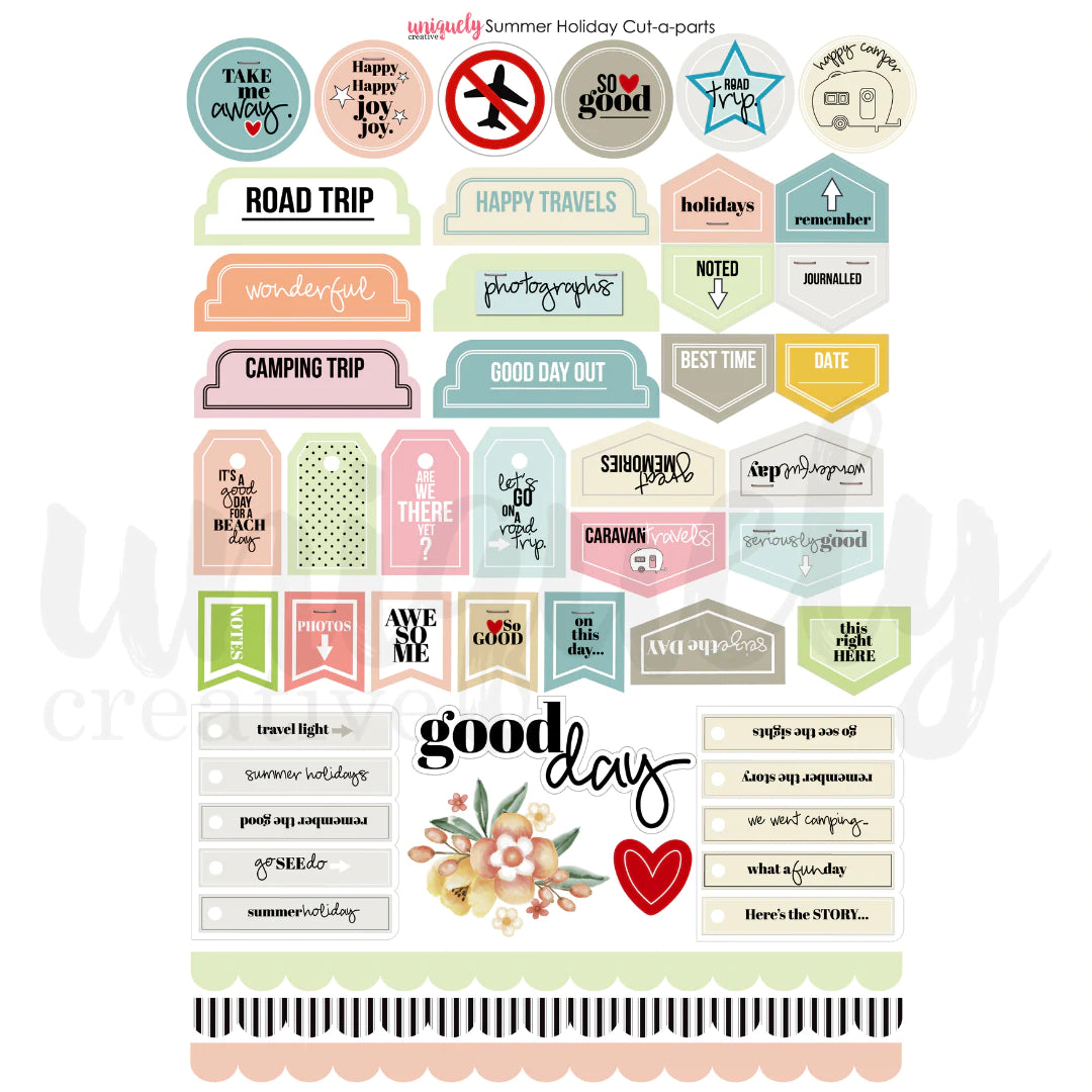 SUMMER HOLIDAY A4 CUT-A-PART SHEET BY UNIQUELY CREATIVE